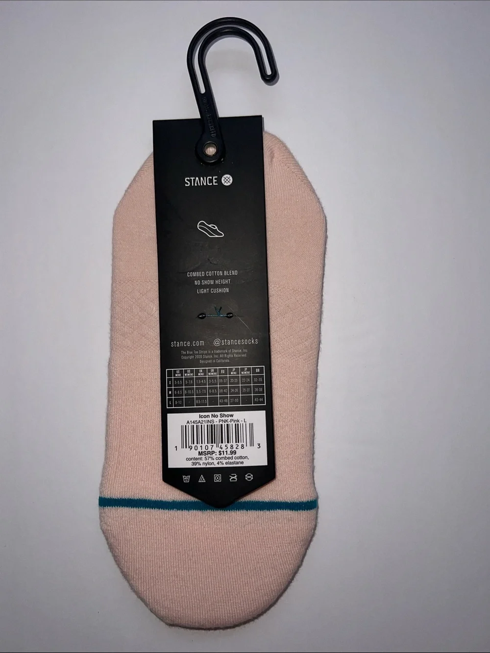 Stance ICON Women’s Casual No-Show Socks - Light Pink with Teal Accent